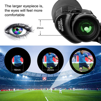 LANDVIEW 20x50 High Power Binoculars for Adults with Smartphone Adapter, HD Professional/Daily Waterproof Compact Binoculars for Bird Watching Hiking Concert Travel with BAK4 Prism FMC Lens, Black