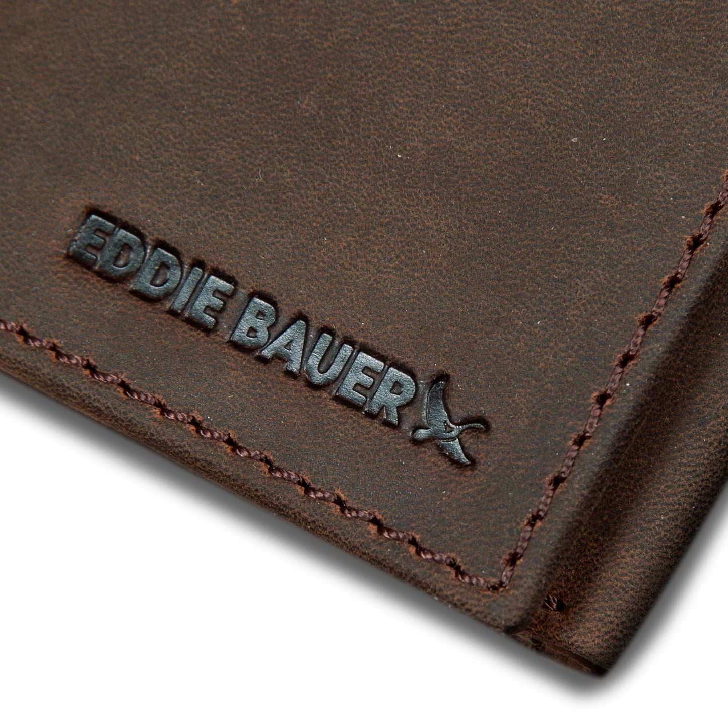 Eddie Bauer Men Signature Trifold Wallet (Available in Ripstop Nylon, Cotton Canvas, or Leather), Tan, One Size