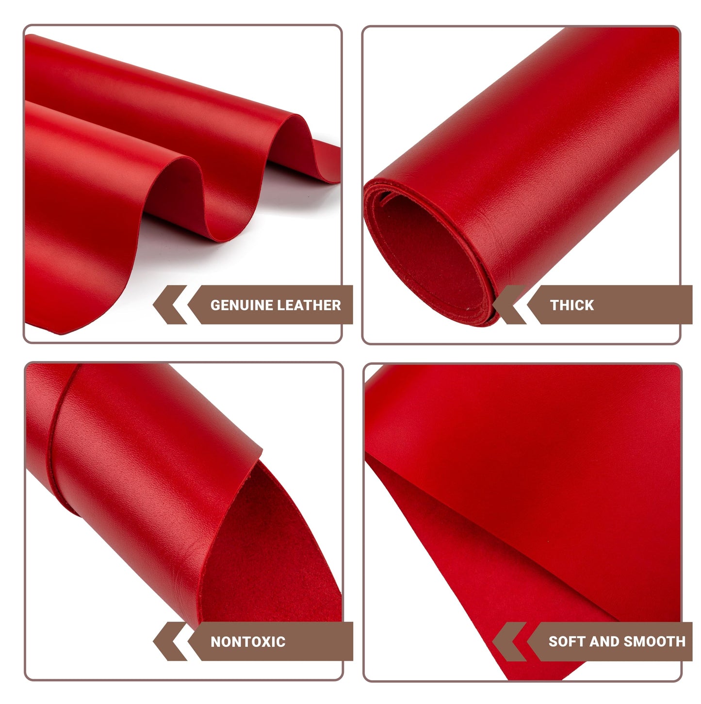 Shkira 12''X24'' Tooling Leather Square - 2.0MM Red Sheets for Crafts - Leather Sheets for Crafts Tooling Sewing Hobby - Thick Cowhide Pieces - Fabric for Crafting