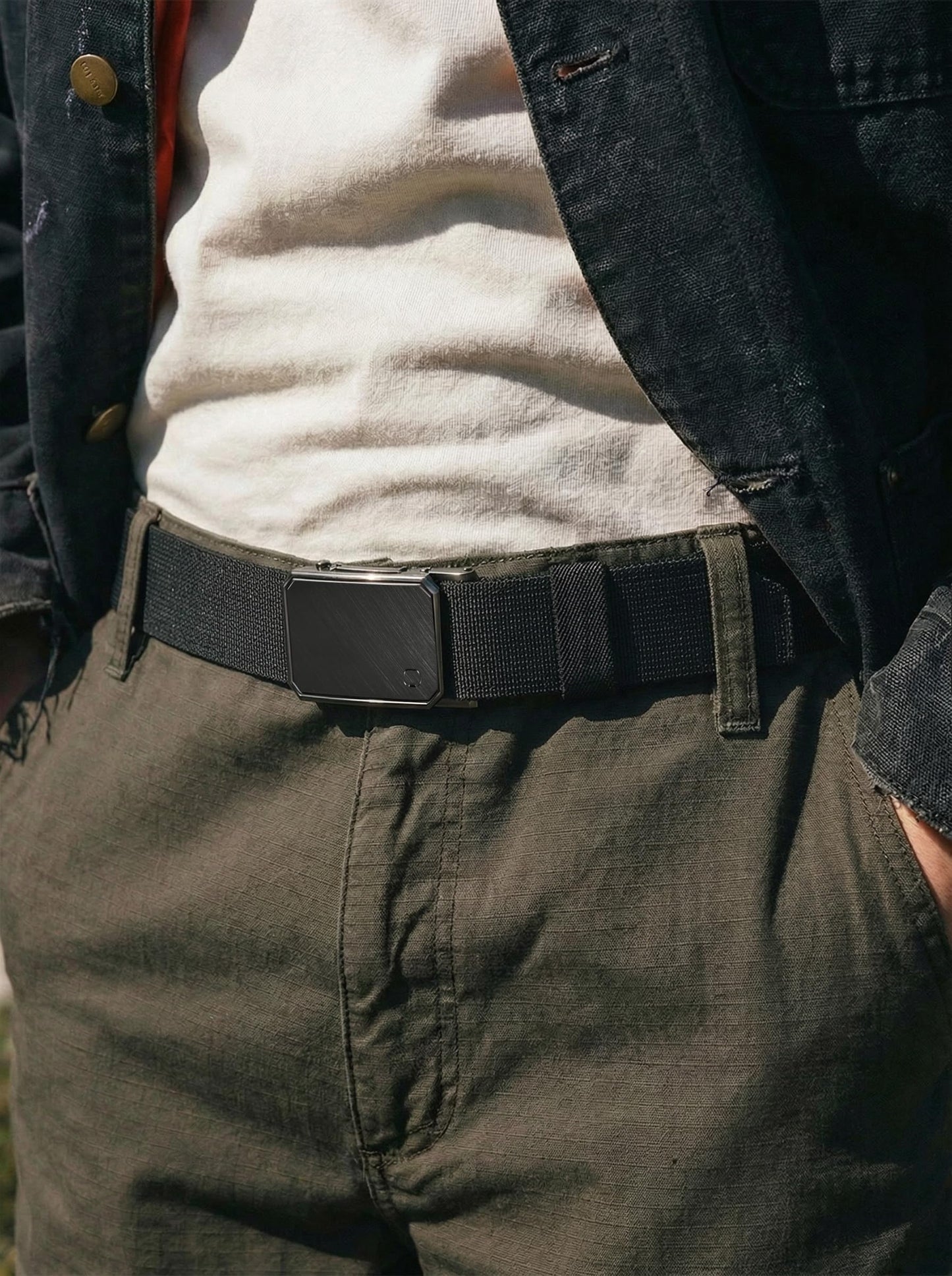 CHAOREN Mens Ratchet Belt – 1.5" Stretch Nylon Belts for Casual, Work, Golf – Adjustable Fit for Everyday Comfort