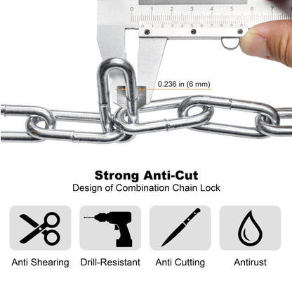 Via Velo Bike Chain Lock, 5-Digit Resettable Combination Heavy Duty Anti-Theft Bicycle Lock, 2.95 Ft Security Bike Locks for Scooter, Motorcycle, Gate, Fence, Valuables Etc(Orange)