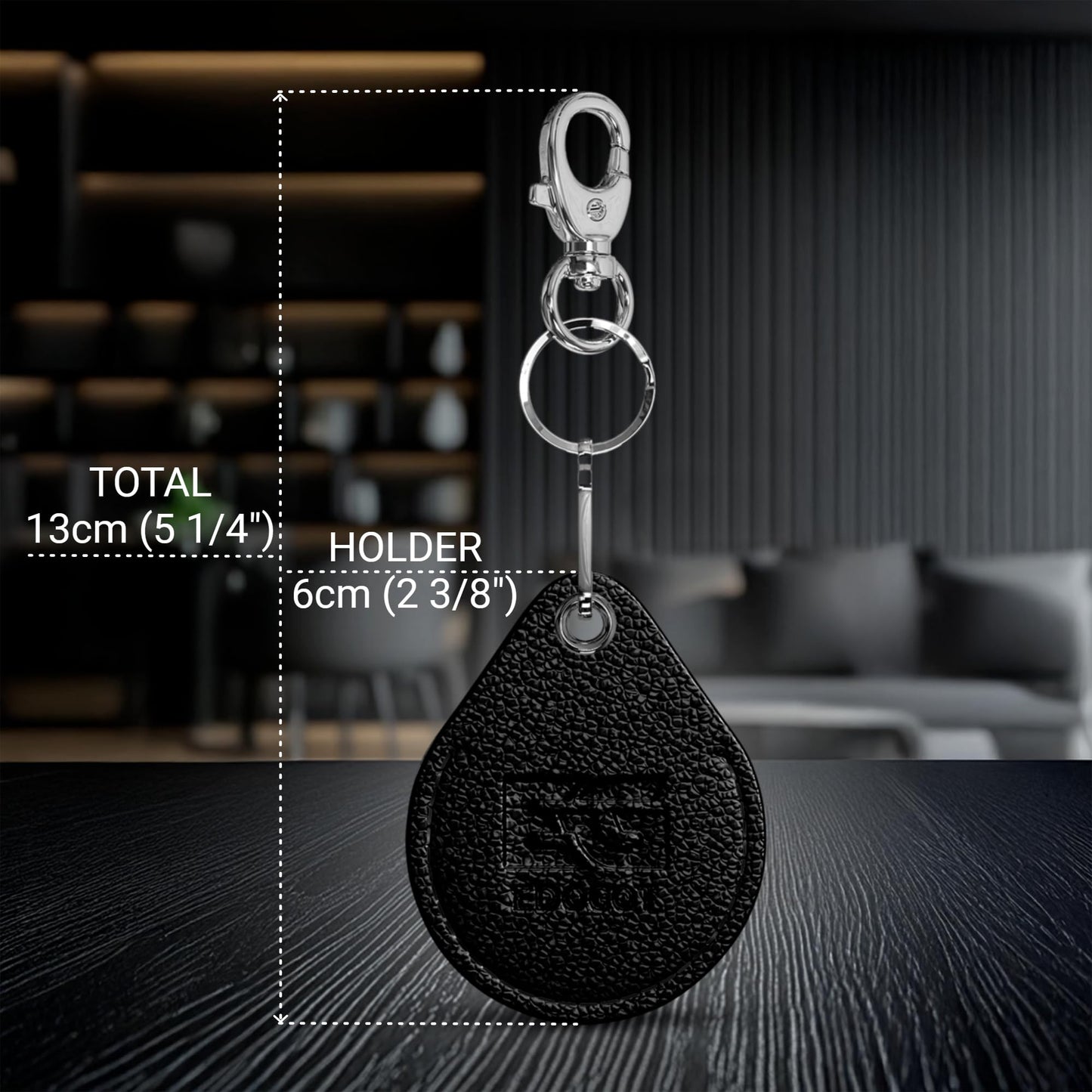 EDO GOT Genuine Leather Proxi RFID Key Fob and GPS Tag Holder Black 2 pack, Black