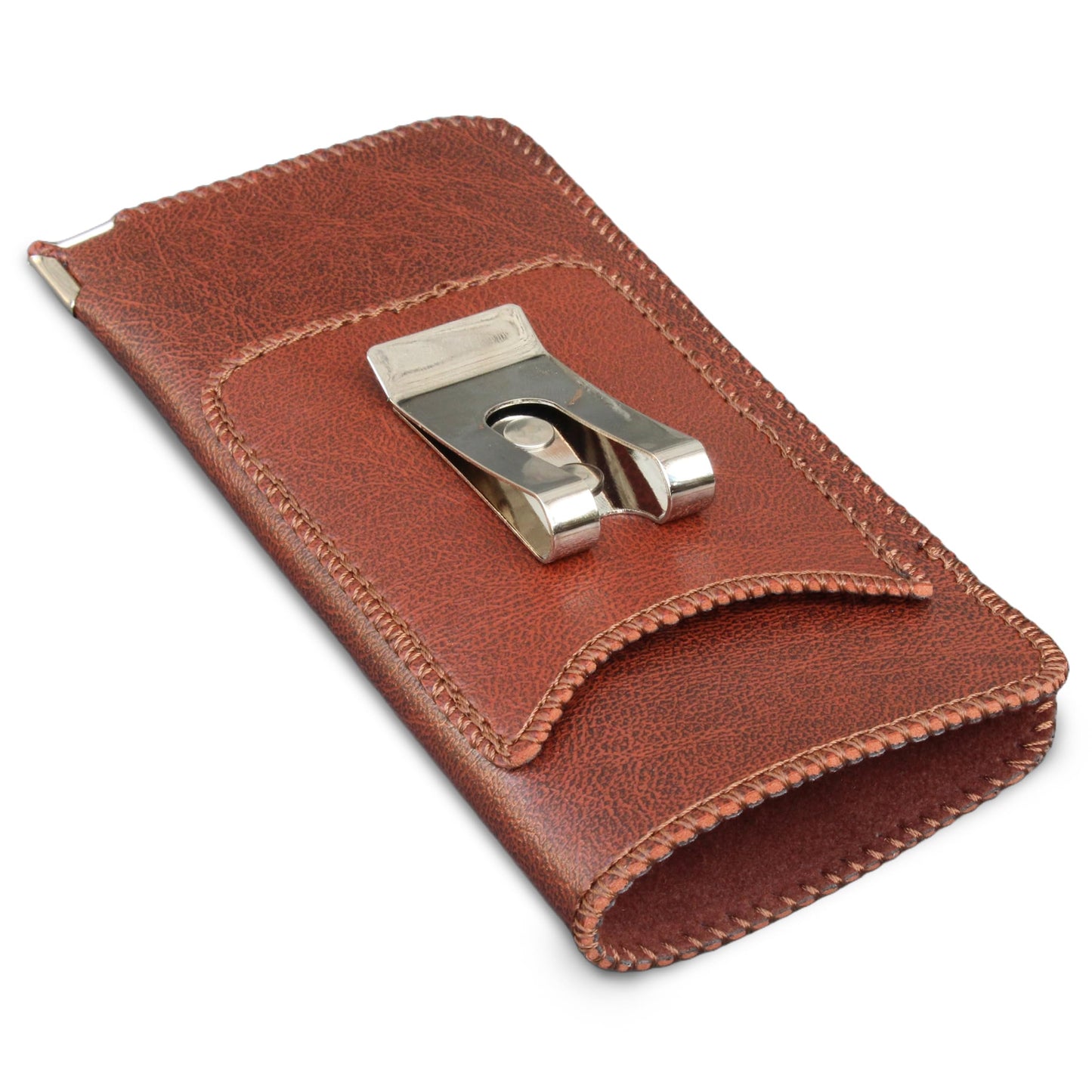 Premium Soft Glasses Case with Belt Clip & Card Pocket, PU Leather Eyeglass Sunglass Reading Glasses Case Pouch Brown B01BR