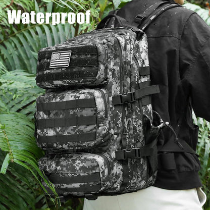 kookoomia Military Tactical Backpack 25L Day Backpack for Men Molle Army 3 Days Assault Pack Bug Out Bag Water Resistant and Heavy Duty Hiking Treeking Rucksack - Black Digital Camo