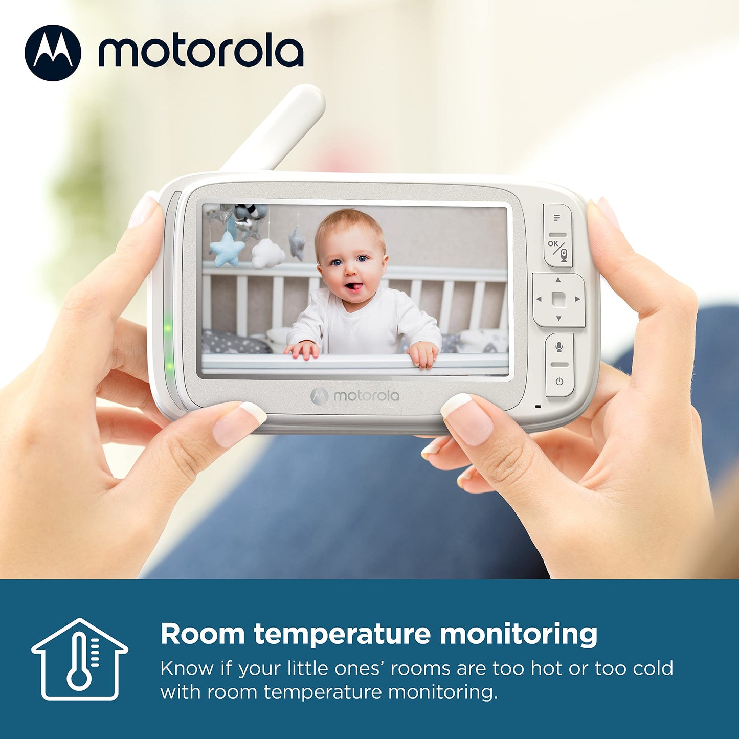 Motorola Nursery VM75 Video Baby Monitor Camera, 1000ft Range no WiFi 2.4 GHz Wireless, 5" Screen, 2-Way Audio, Temperature Sensor, Night Vision