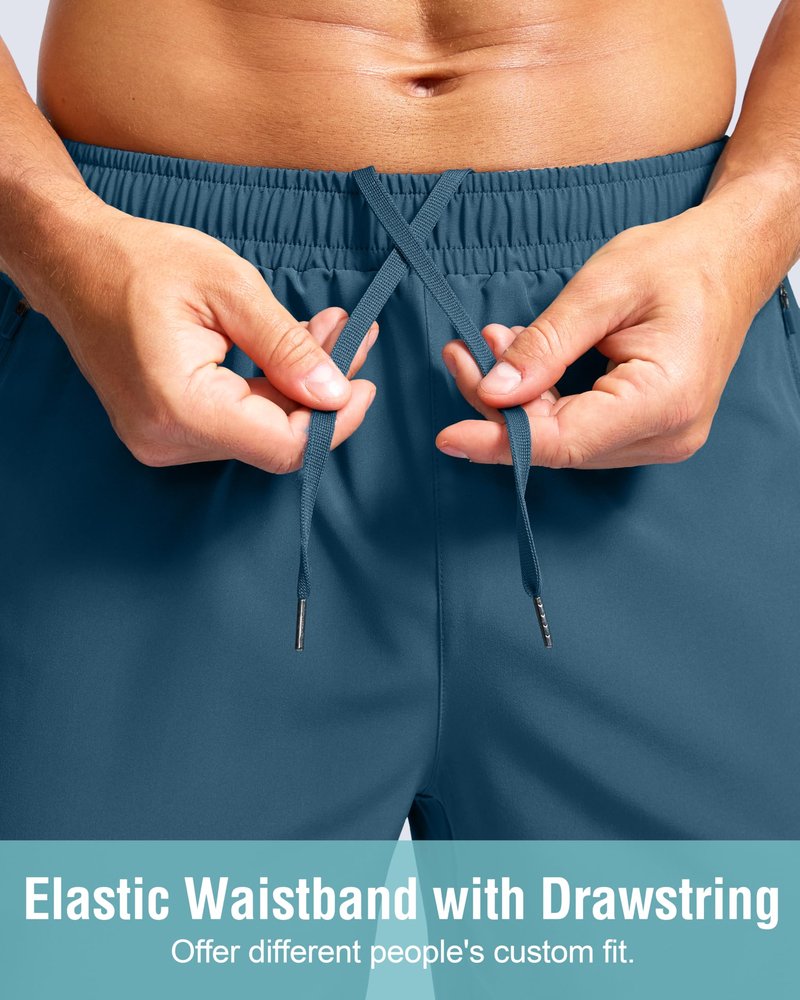 G Gradual Men's Athletic Running Shorts with Zipper Pockets Quick Dry 7"/ 5"/ 9" Workout Gym Shorts for Basketball Hiking(Dusty Blue,9XXXL)