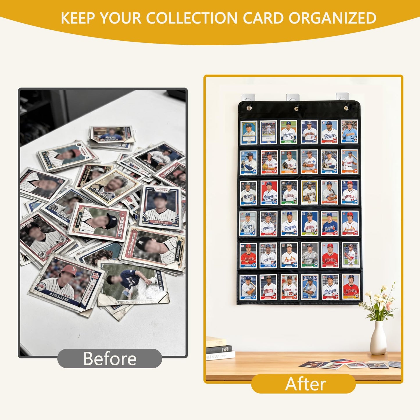 36 Trading Cards Display Case,PSA/BGS/CGC Grading Cards Storage Bag for Baseball Card with PVC Protection & Clear View,Sports Card, Football & Basketball Card Wall Mount case Over The Door