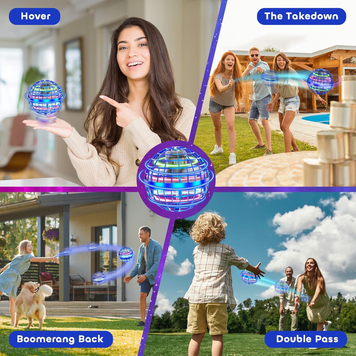 Tikduck Flying Orb Ball 2025 Toys Soaring Hover Boomerang Spinner Hand Controlled Mini Drone Cosmic Globe Spinning Kids Adults Outdoor Birthday Gift Cool Stuff for Boys Girls 6 7 8 9 10+ Year Old