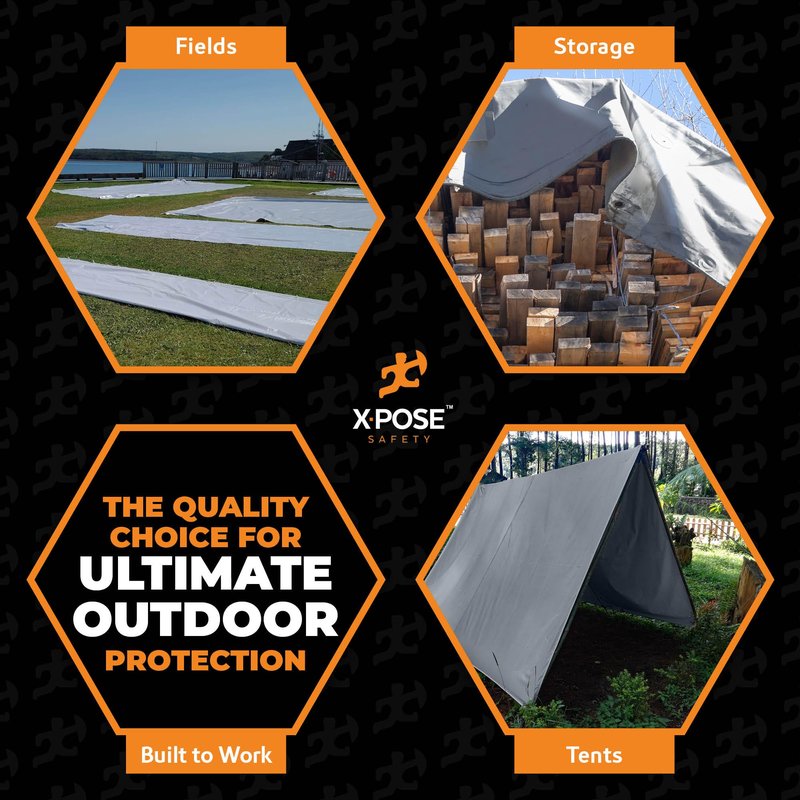 Heavy Duty Silver Poly Tarp 20' X 30' - Multipurpose Protective Cover - Durable, Waterproof, Weather Proof, Rip and Tear Resistant - Extra Thick 12 Mil Polyethylene - by Xpose Safety