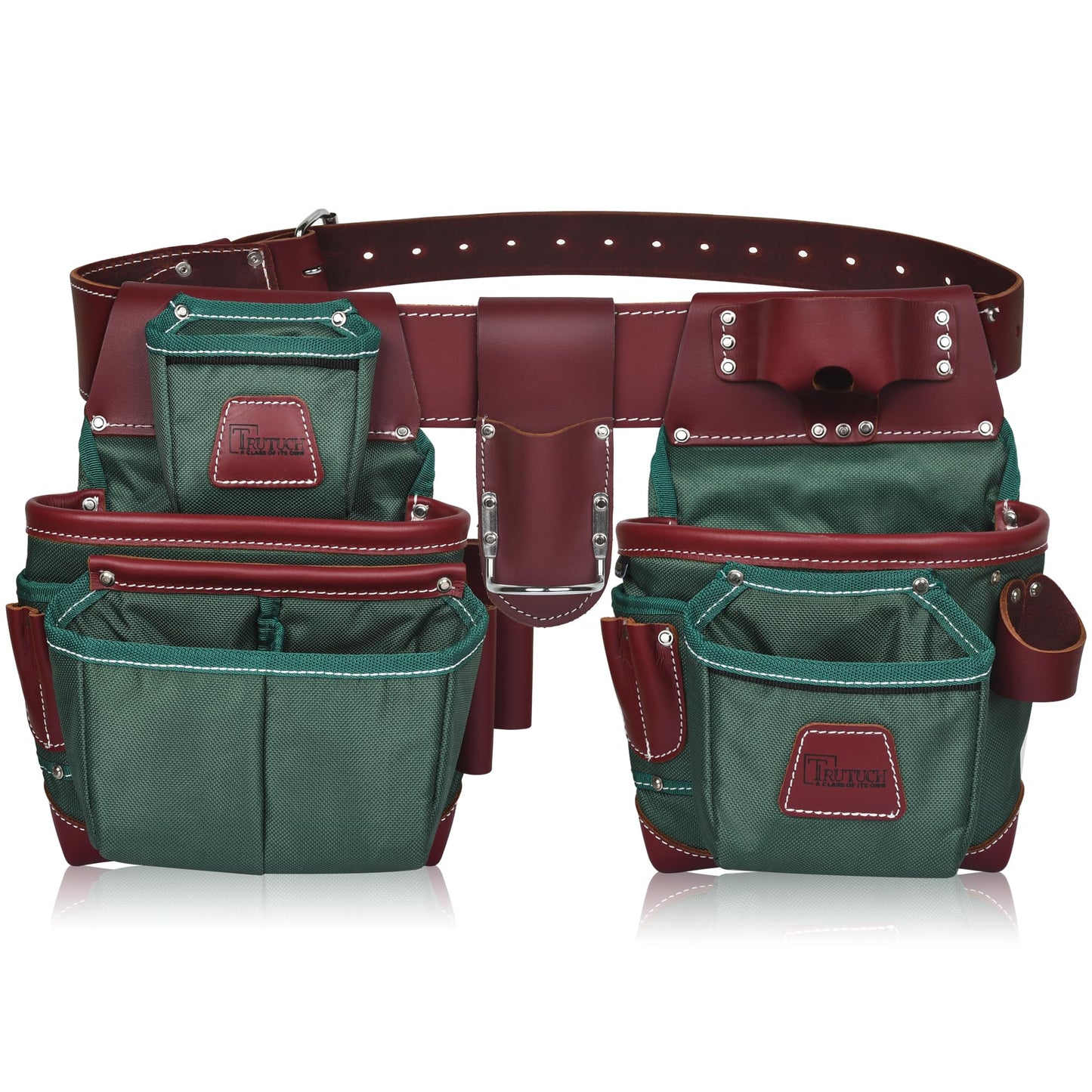 Nylon and Leather Tool Belt | Framing Bags | Leather Tool Belts | Nylon Tool Pouch | Carpenter Tool Belt | Construction | Framers | Electrician (Green)