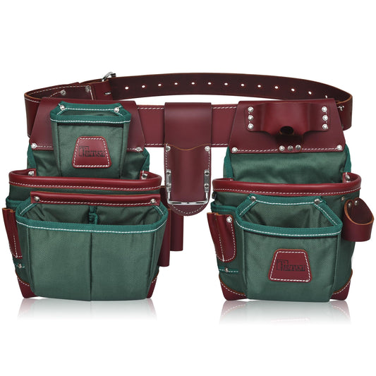 Nylon and Leather Tool Belt | Framing Bags | Leather Tool Belts | Nylon Tool Pouch | Carpenter Tool Belt | Construction | Framers | Electrician (Green)