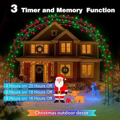 Christmas Lights 500LED 164FT, Waterproof Christmas Tree Lights with 8 Modes, Remote Control 3 Timers & Memory Function Xmas Decorations for House and Holiday (Red and Green)