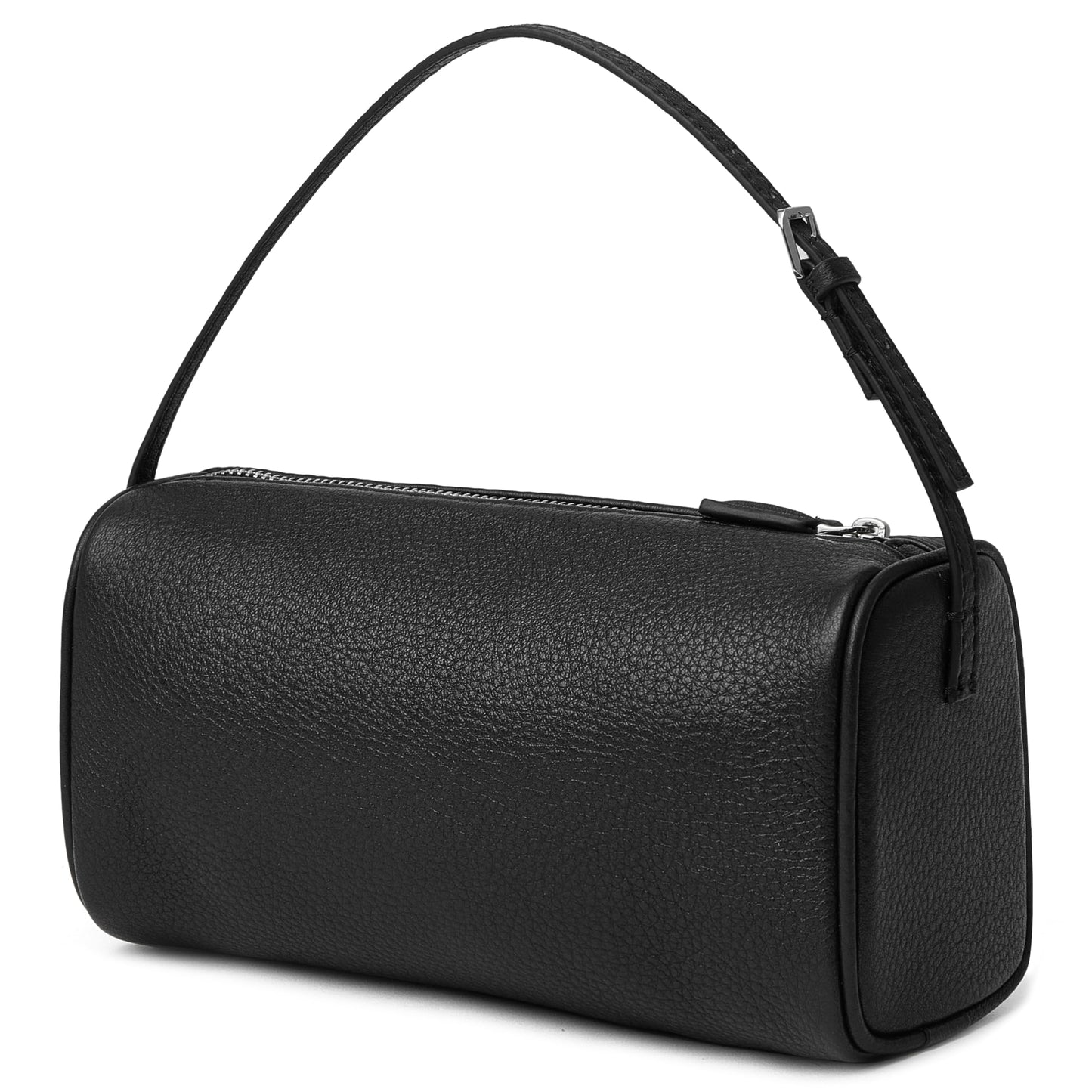 DAILANDO Small Leather Top Handle Tote Purse Designer Mini Barrel Boston Crossbody Bag Cylinder Shoulder Handbags for Women (Black)