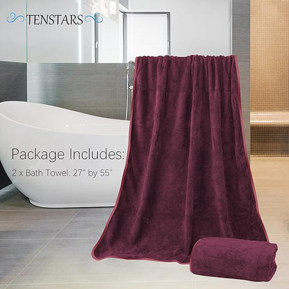 TENSTARS Silk Hemming Bath Towels