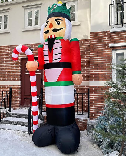 12 Ft Giant Christmas Inflatables Nutcracker Soldier Build in LED Lights, Outdoor Xmas Decoration, Blow Up Nutcracker for Square Lawn Garden Patio Holiday Party Decor