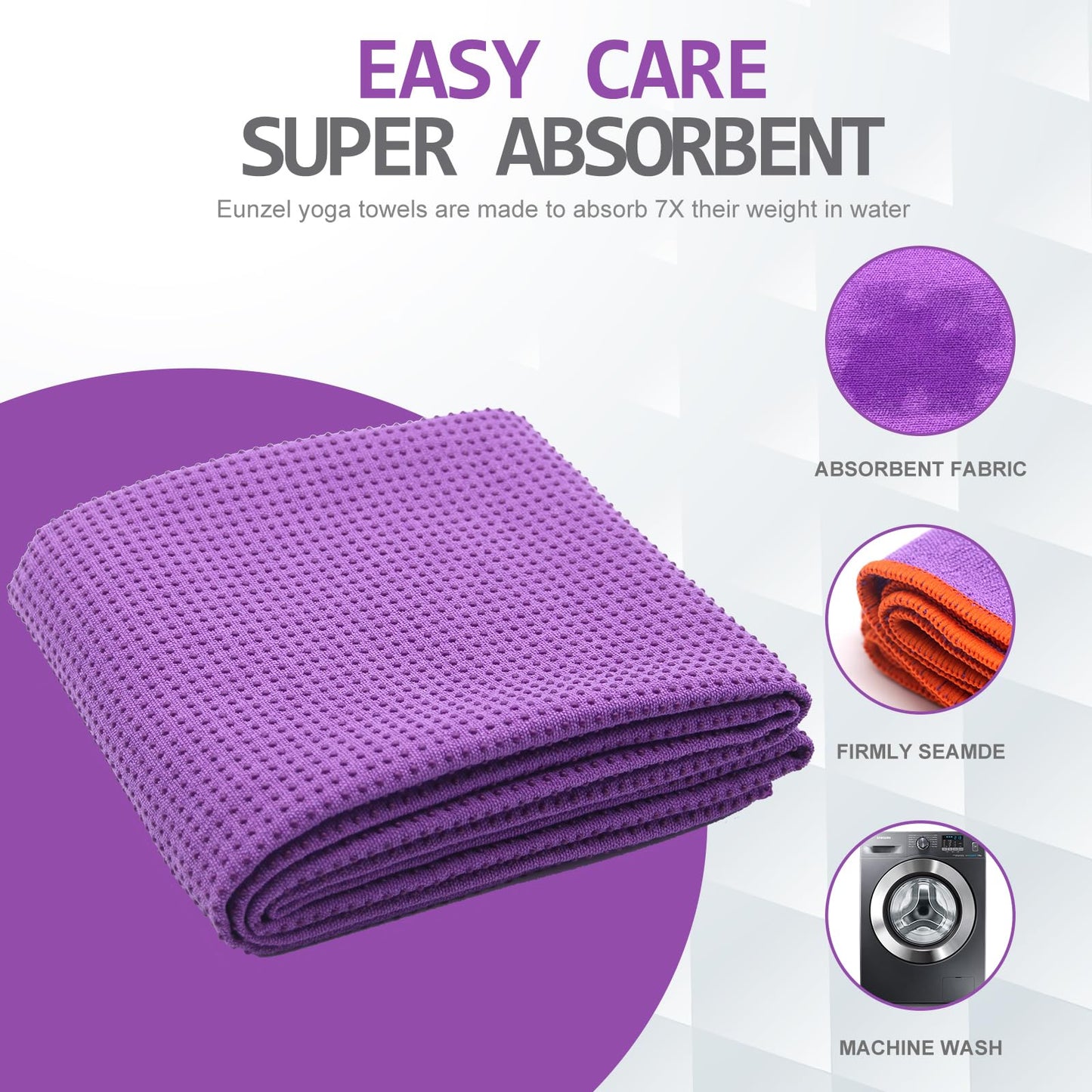 Eunzel Hot Yoga Towel - Microfiber Non Slip Yoga Mat Towel with Grip Dot Sweat Absorbent Towel for Hot Yoga, Pilates and Fitness 72" x 24", Dark Cyan/Orange