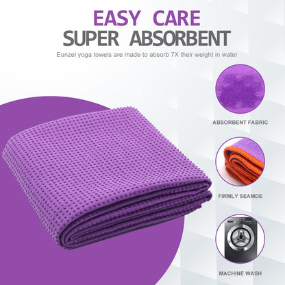 Eunzel Hot Yoga Towel - Microfiber Non Slip Yoga Mat Towel with Grip Dot Sweat Absorbent Towel for Hot Yoga, Pilates and Fitness 72" x 24", Dark Cyan/Orange