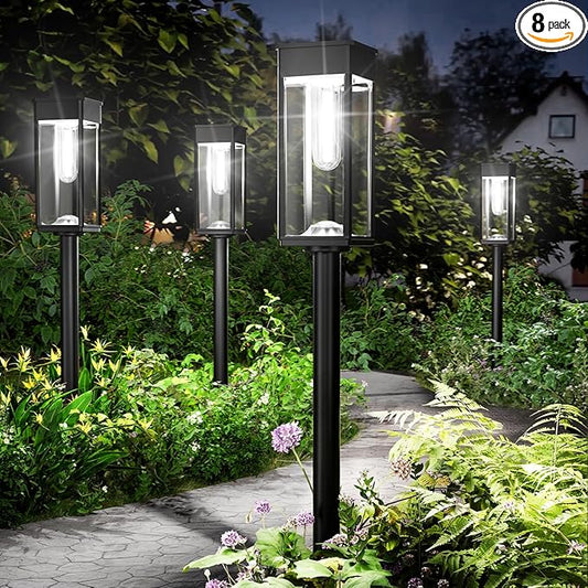 Solar Pathway Lights Outdoor,4 Pack Bright Solar Lights Outdoor,IP65 Waterproof Garden Decor Solar Powered Landscape Lighting for Yard Patio Walkway Driveway Pathway (Cool White)