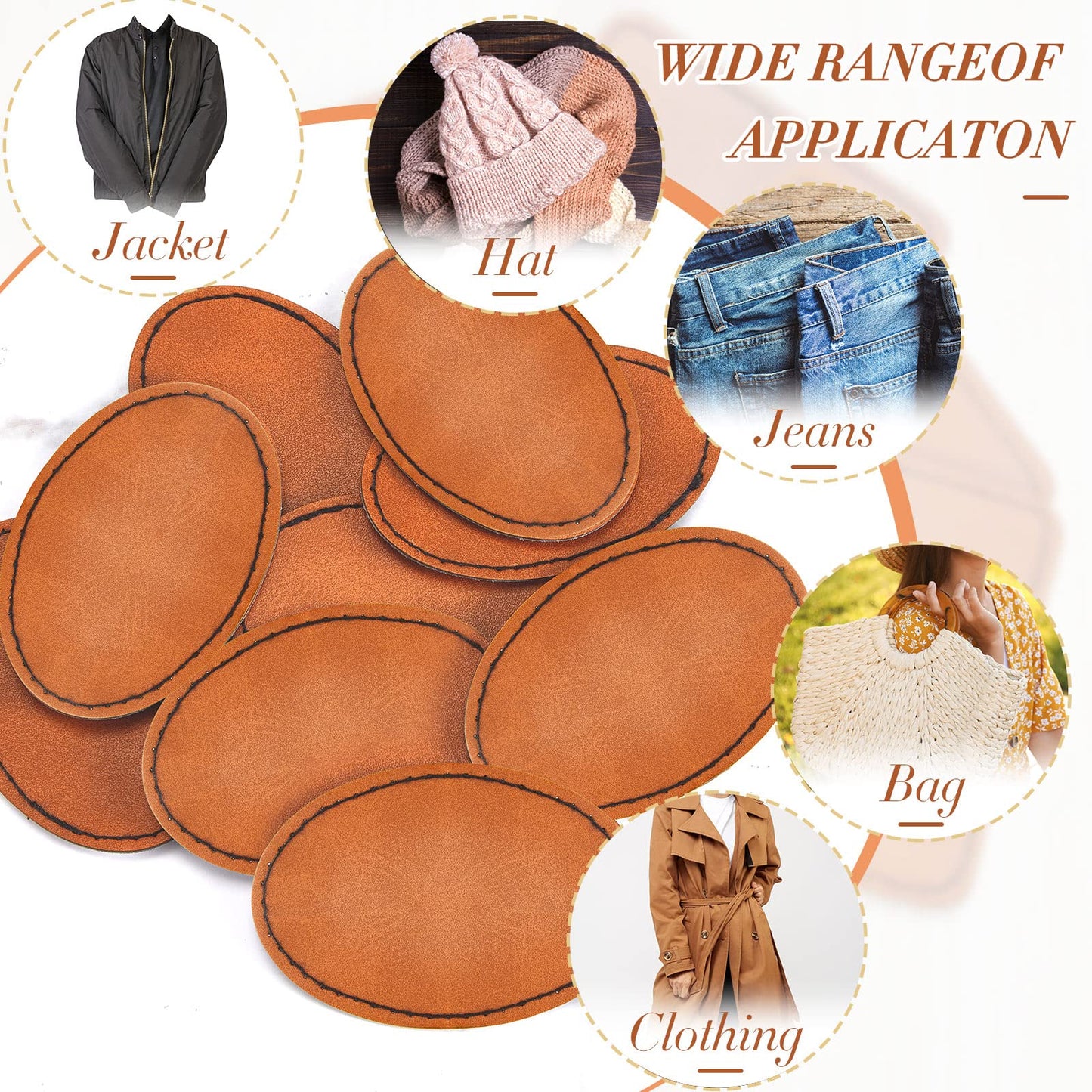 60 Pcs Blank Leatherette Hat Patches with Adhesive Oval Leatherette Rectangle Patch Faux Leather Patches for Hats Custom Fabric Repair Sew Laser Supplies, 3 x 2 Inches (Khaki)