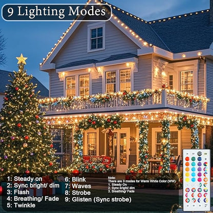 Color Changing Christmas String Lights with Remote, 35 Colors 66FT 200LED String Lights Outdoor Decoration, Connectable Fairy Lights Plug in for XMAS Tree Thanksgiving Christmas Decor, Green Wire