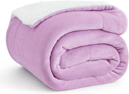 Bedsure GentleSoft Sherpa Fleece Throw Blanket for Couch - Thick and Warm Throw for Girls, Soft Fuzzy Plush Kids Blanket for Winter, Lilac, 50x60 Inches