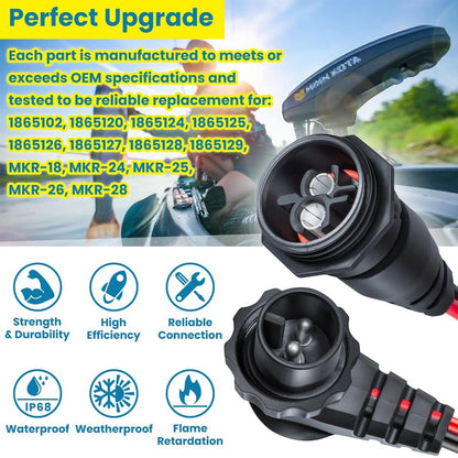 1865120 MKR-28 Trolling Motor Plug and Receptacle For Minn Kota Freshwater and Saltwater Marine Boat Battery Accessory Male Female Connector Socket Waterproof Heavy Duty 8AWG Rated To 60A Up To 48V