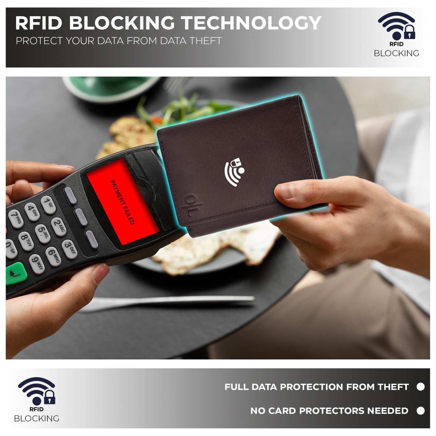 Real Leather Mens Trifold Wallet RFID Blocking Slim Minimalist Front Pocket - Thin & Stylish with ID Window in Gift Box