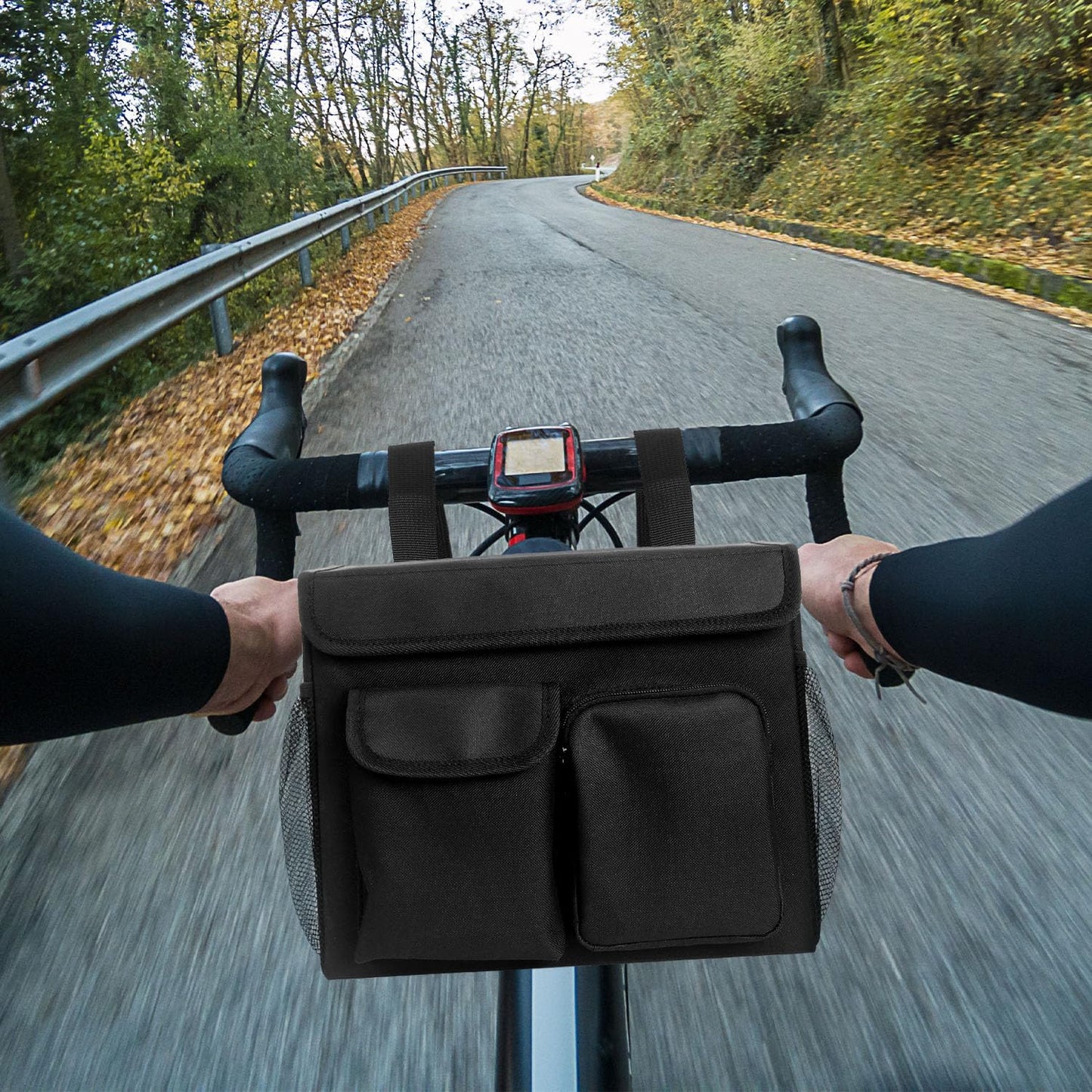 Electric Scooter Basket - Convenient Mobility Scooter Bag With 14-In Laptop Pocket and Cup Holders, Easy Installation for Bike, Mobility Scooter Accessories for Adults