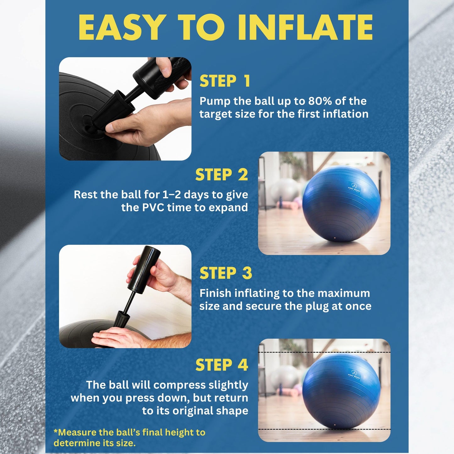 ProBody Pilates Exercise Ball - Multiple Sizes Gym Grade Balance Ball for Fitness, Yoga, Workout, Pregnancy & Physical Therapy