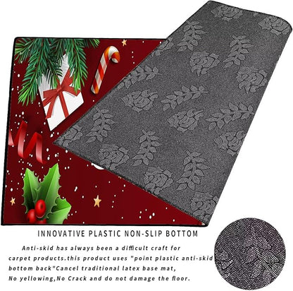 Merry Christmas Rug,Christmas Trees Decorative Gift Indoor Bedroom Xmas Winter Welcome Door Mat Anti-Slip Rubber Area Rug for Seasonal Holiday Decoration,63" X 31"