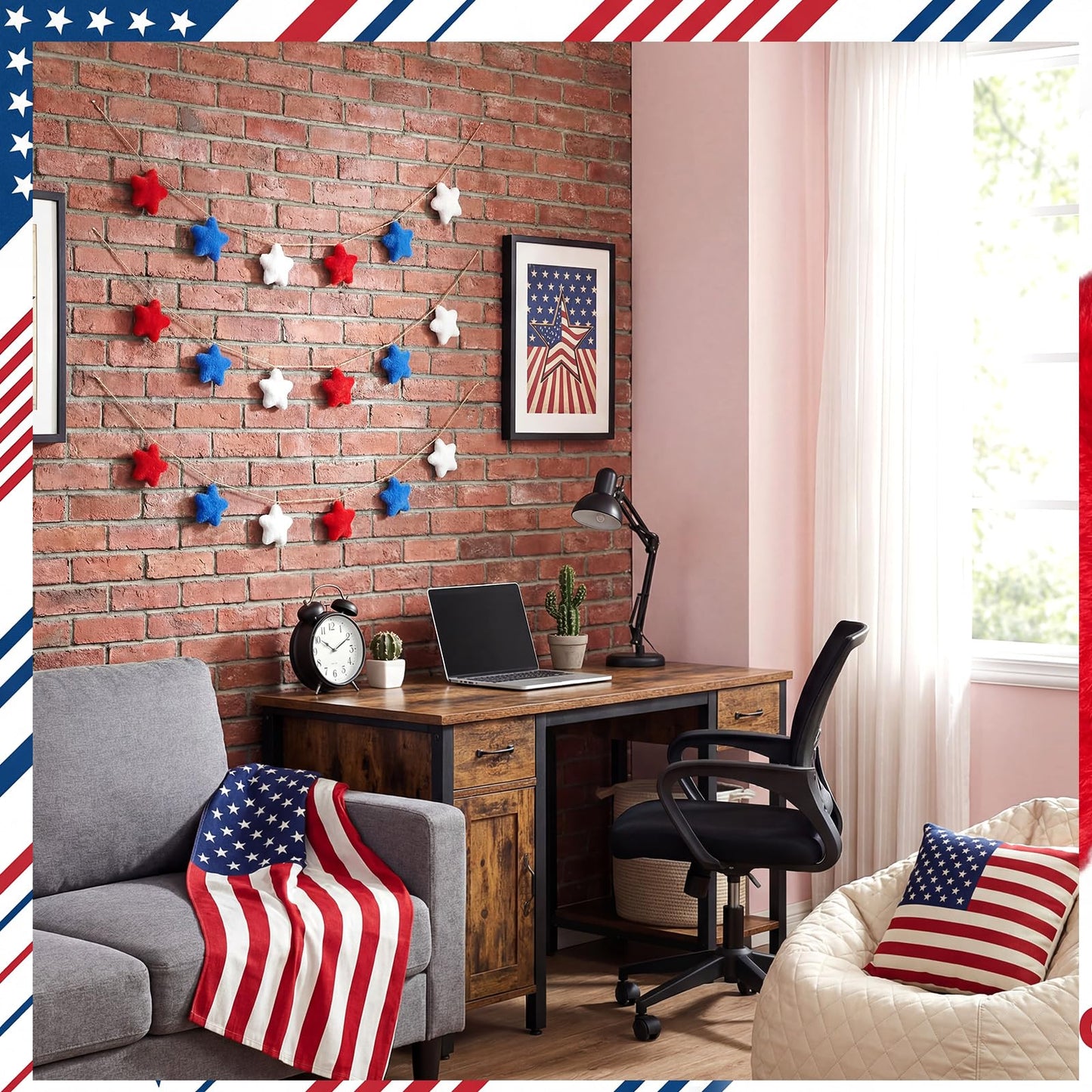 Teyva Daily 120 Pcs 4th of July Patriotic Plush Star Decorations Red White Blue Star Vase Filler for Independence Day, Memorial Day, Bowl Filler Tiered Tray Wreath Craft Table Scatter(2.36 Inches)