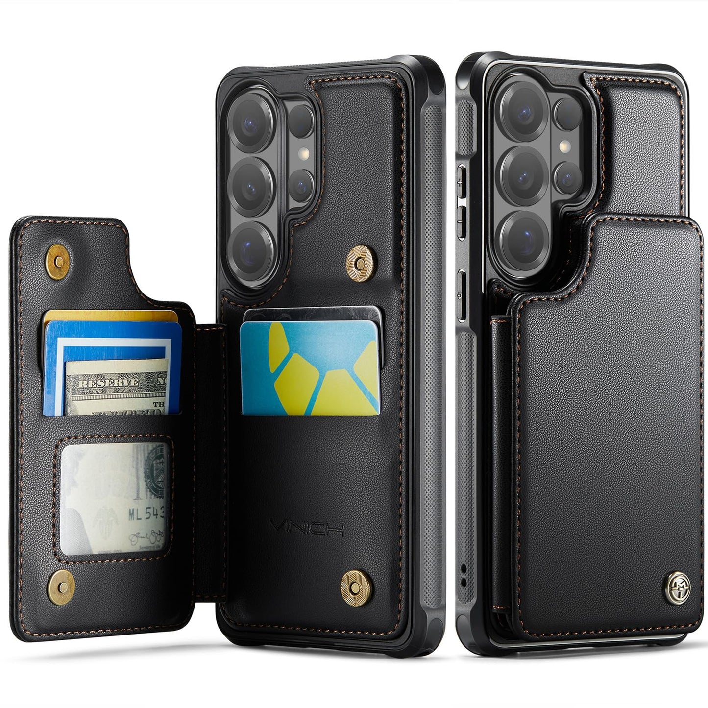 Vinich for Samsung Galaxy S26 Ultra Wallet Case with Card Holder, RFID Blocking Credit Slots Kickstand Shockproof Phone Cover for Women Men, Black