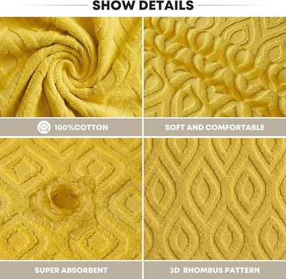 Artoid Mode 1 Pc Yellow 3D Diamond Grid Jacquard Hand Towels