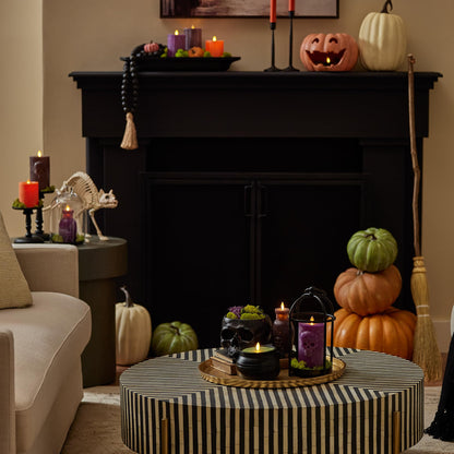 Luminara Jack-o'-Lantern Pumpkin Tealight Holder - Orange 10" x 6.75" - Halloween Dry Brush Resin Fall Home Autumn Harvest Festival Party Decor