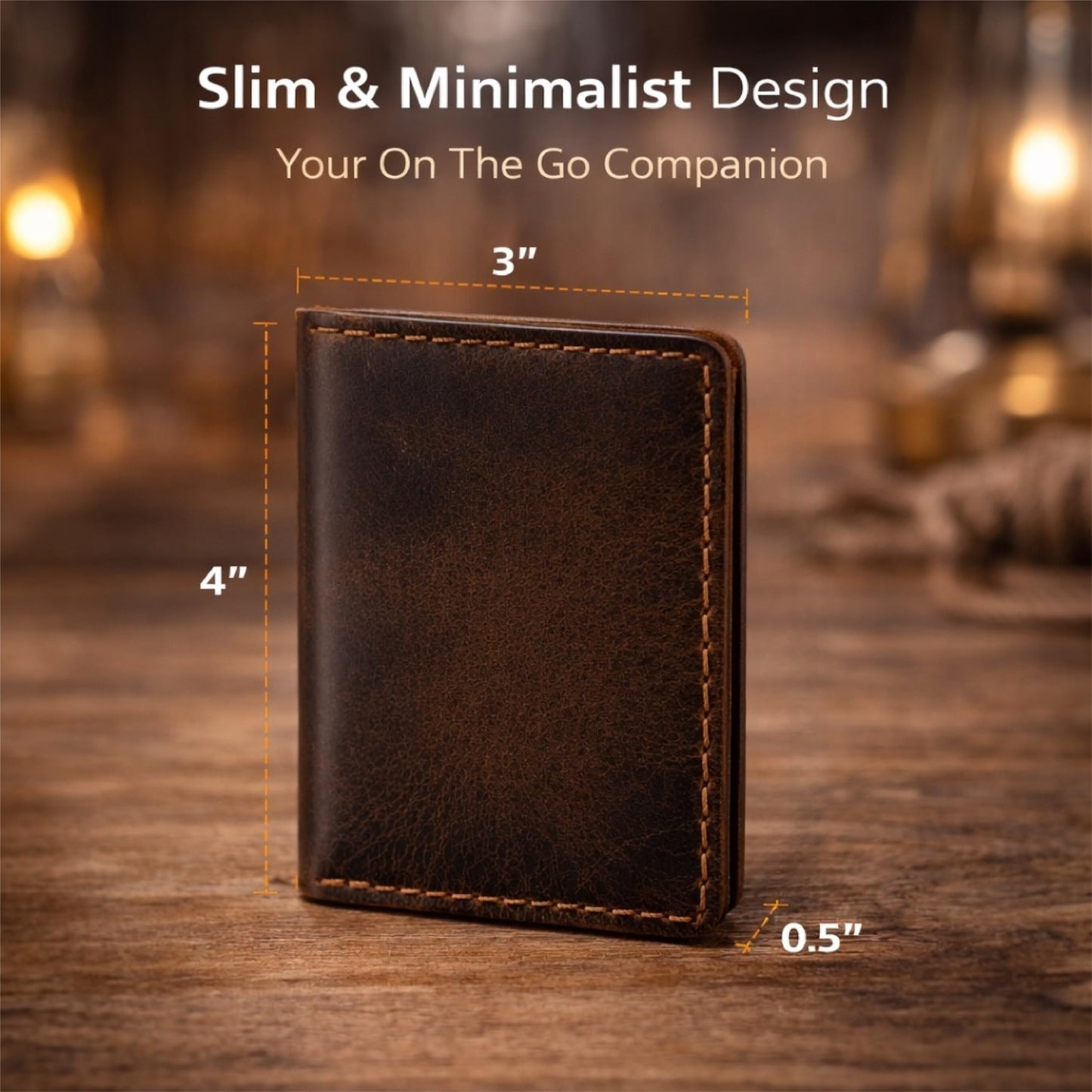 TheAntiq Credit Card Case Holder, Genuine Leather Bifold Wallet for Men and Women, Slim Minimalist Front Pocket Card Holder for Credit and Debit Cards, 4x3 Inches, Brown
