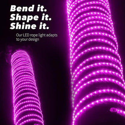 WYZworks 288LEDs 25ft LED Outside Rope Lights, Outdoor ETL Certified Waterproof Permanent 360 Degree Light Emitting, Flexible Tube, Connectable, Christmas Palm Tree Exterior Landscape, Pink