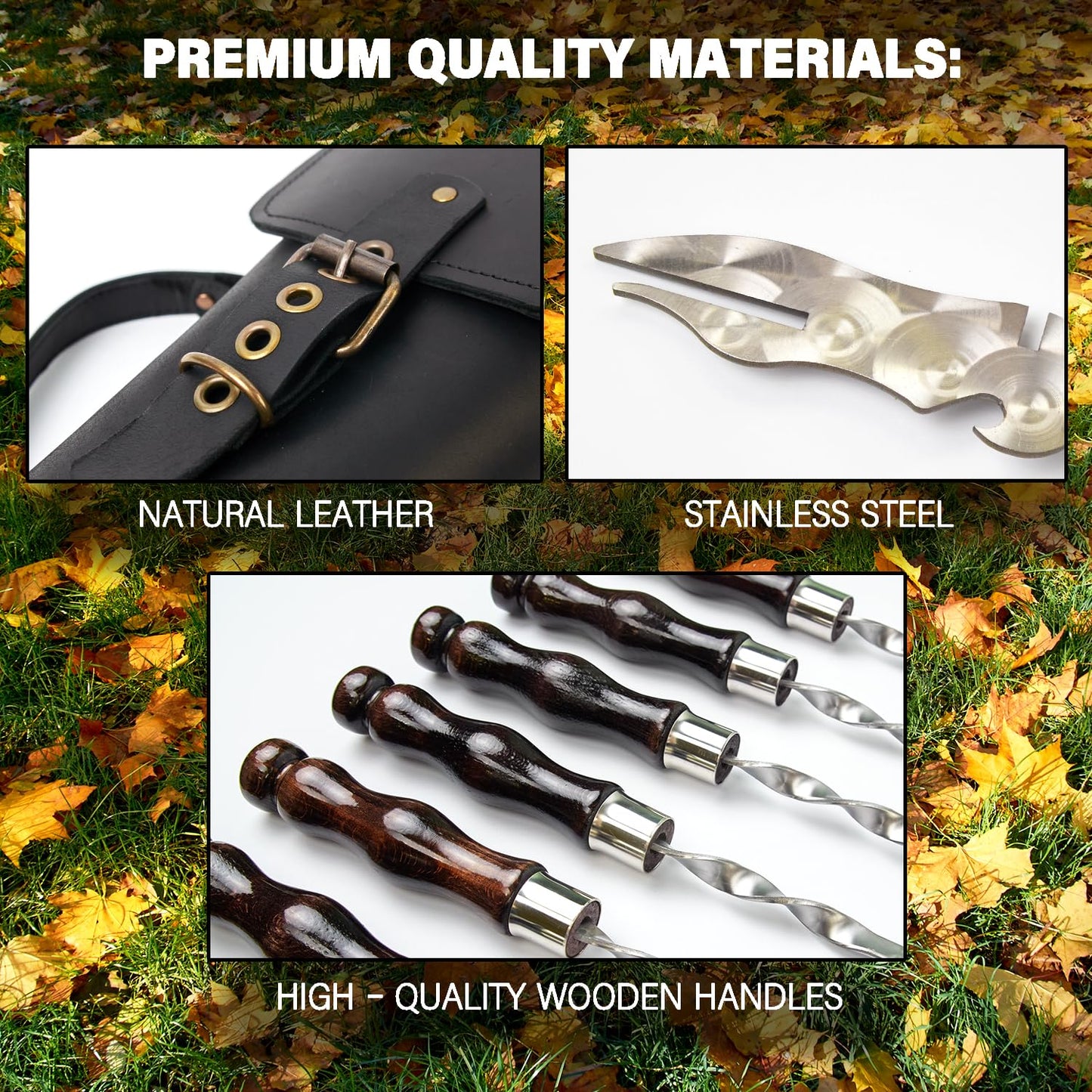 Grilling Supplies - Outdoor Grill Accessories for BBQ - Premium Barbecue Tool Sets Grill Utensils - BBQ Gear - Grill Skewers Set with Case Hunting Quiver