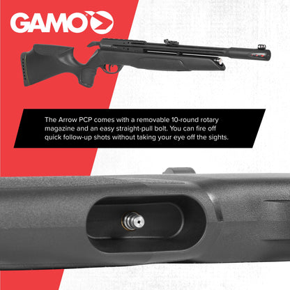 Gamo PCP Pre-Charged Pneumatic Air Rifle with Multi-Shot Magazine - Ambidextrous Bolt Action, High Velocity .177 or .22 Caliber Airgun - Black.