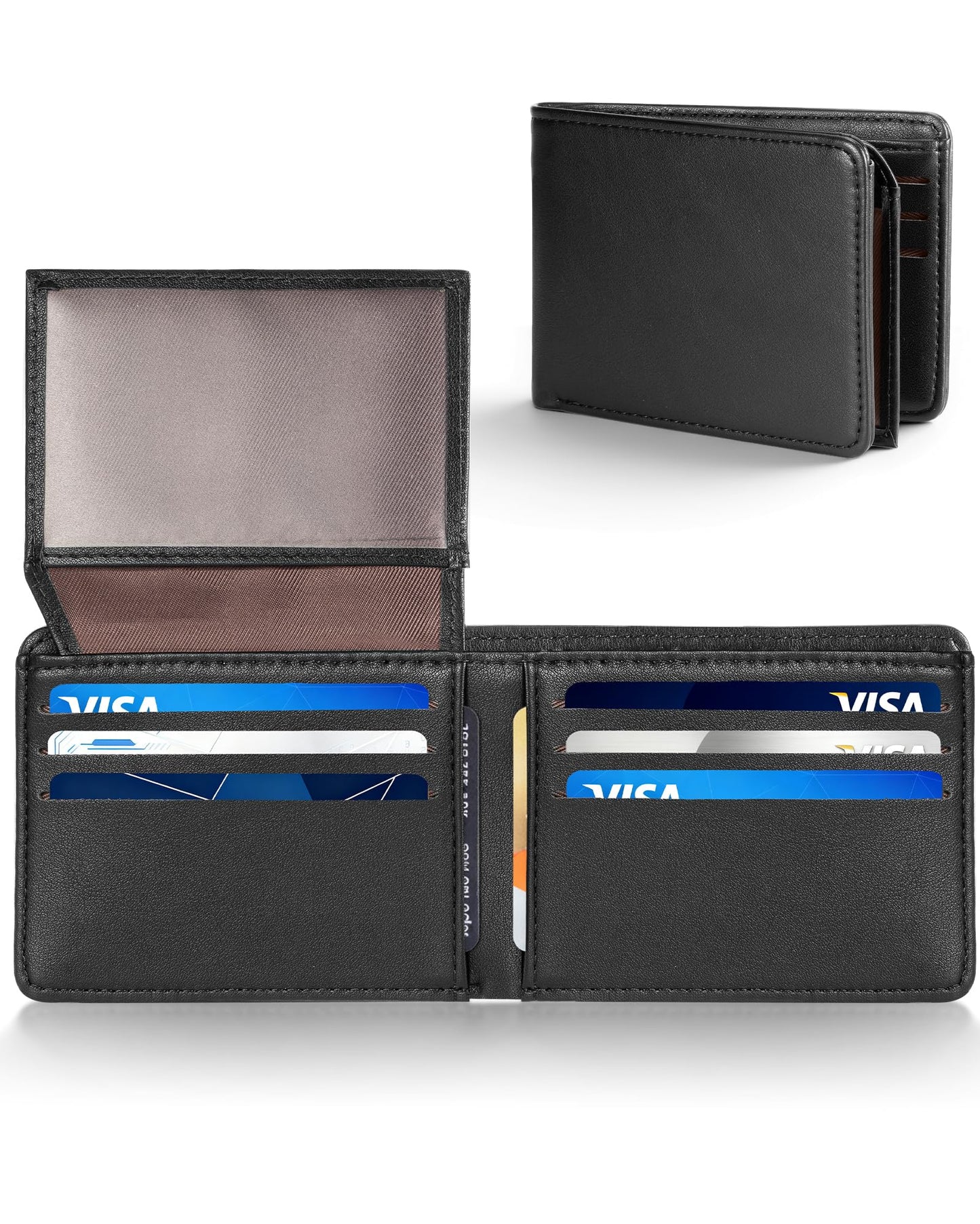 GNDR Wallet For Men Bifold Black RFID Blocking Slim Faux Leather Wallets Card Holder Front Pocket Minimalist Men Accessories With Gift Box