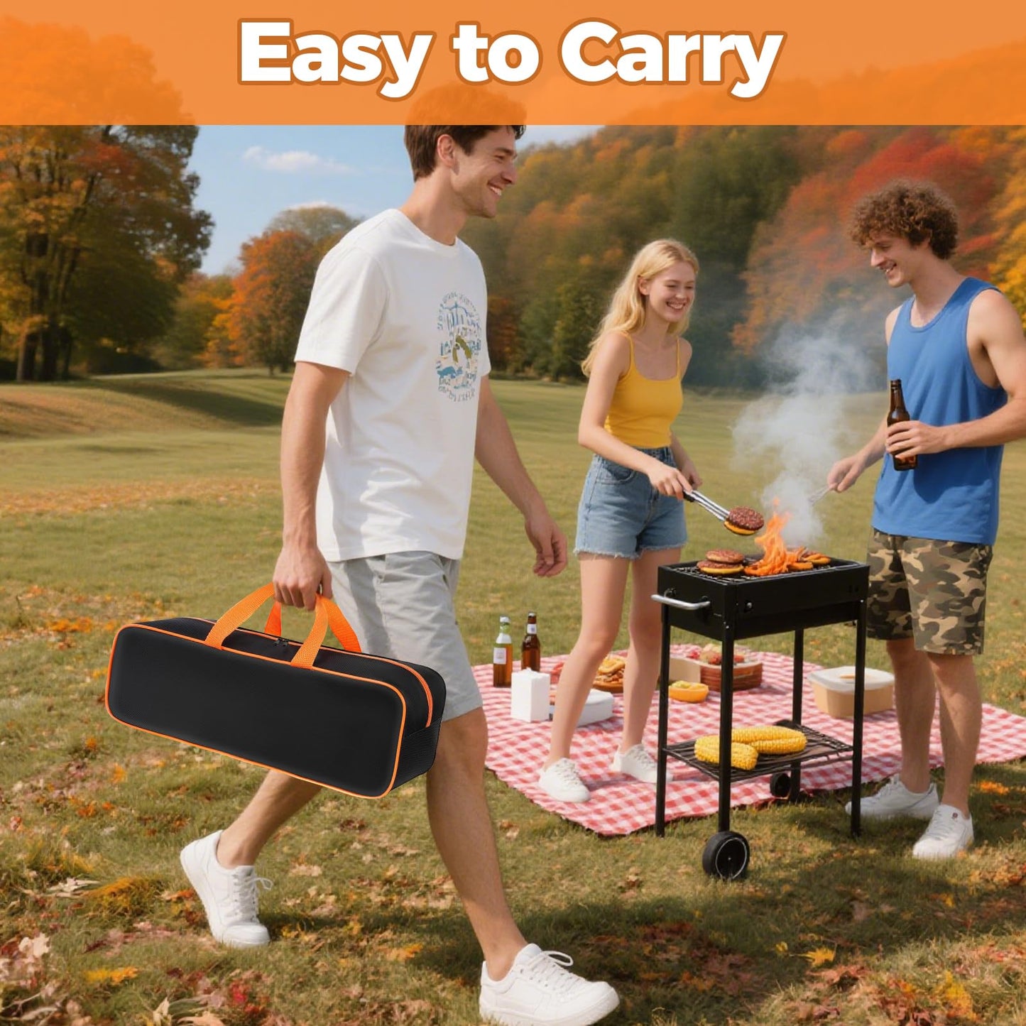 TWAKAP Grill Tool Storage Bag, 24" x 8" x 8" Large Capacity Grill Accessory Storage, 1680D Heavy-Duty Grill Utensil Storage, Accessories Storage Compatible with Blackstone (No Accessories)