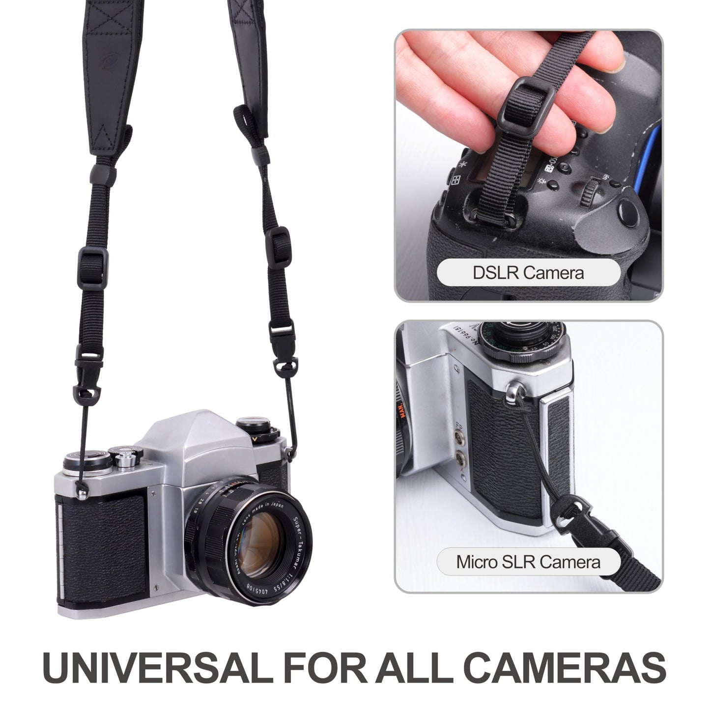 Padwa Lifestyle Adjustable Camera Strap - 1.5" Top Layer Cowhide Head Camera Straps for Photographers, Cotton Adjustable Neck Shoulder & Crossbody Strap Quick Release for All Cameras and Binoculars