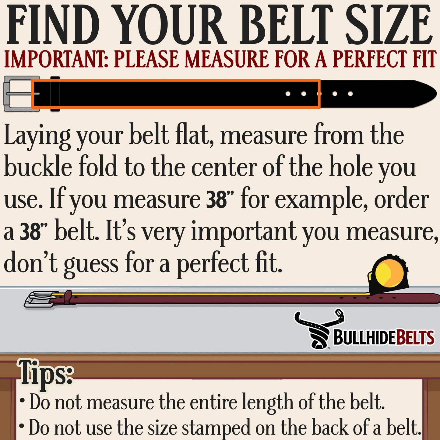 Bullhide Belts Mens USA Made Leather Belt for Casual 1.50" Wide
