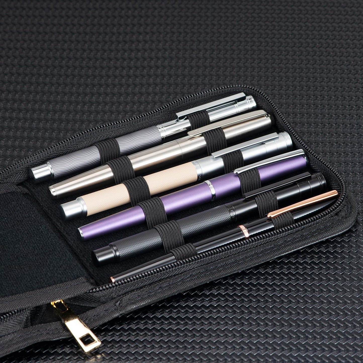 Lanxivi Fountain Pen Roller Pen Pu Leather Case for 12 Pens (Black)
