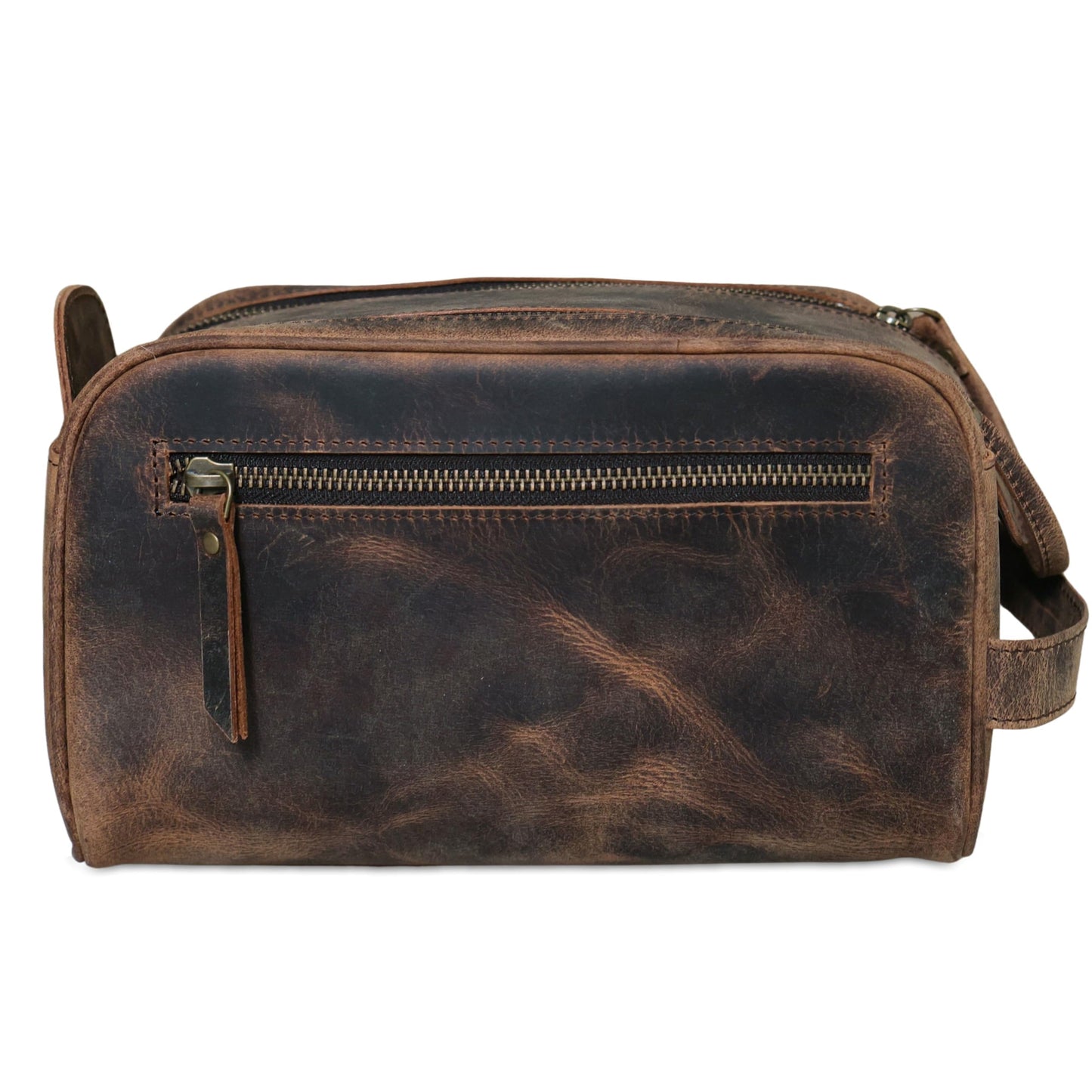 KomalC Travel Toiletry Bag – Premium Leather Dopp Kit for Men & Women with Water-Resistant Lining & Spacious Zippered Organizer