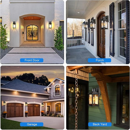 VIANIS 2 Pack Motion Sensor Outdoor Lights, Dusk To Dawn Outdoor Lighting, Modern Led Exterior Light Fixture, Anti-rust Outdoor Lantern For Front Porch, Waterproof Black Outdoor Wall Sconce For Garage