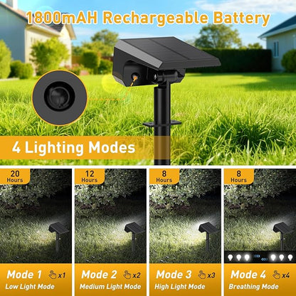 Solar Spot Lights Outdoor Waterproof IP65, [4 Pack/100 LED/4 Modes] 2-in-1 Solar Landscape Spotlights, Auto On/Off Solar Powered Flood Lights for Outside Yard Garden Pathway(Cool White)