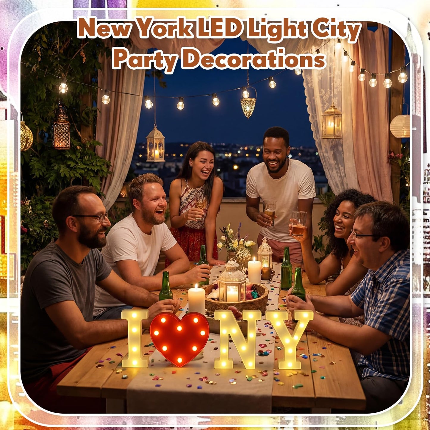Ganeen New York Party Decorations I Love Ny Light up Letters LED Letters Sign for Nyc Theme Party Birthday Home Tabletop Decor Christmas Supplies Xmas Gift