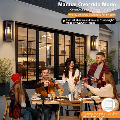 15" Motion Sensor Outdoor Lights, 2 Pack Large Bronze Outdoor Light Fixture, 3 Lighting Modes Waterproof Anti-Rust Wall Sconces, Exterior Lighting Fixtures for Front Door, Porch, Garage