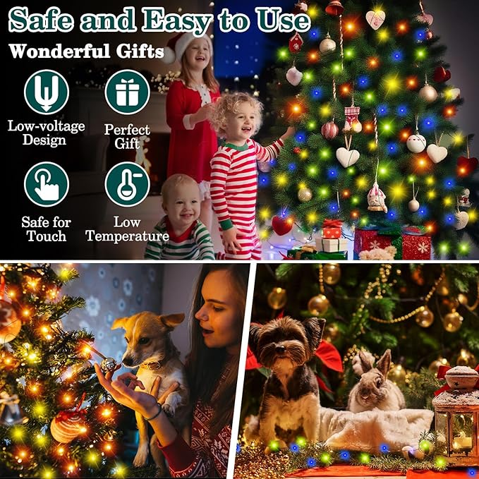 HYH Christmas Lights Outdoor String Lights 500LED 164FT Multicolored Xmas Plug in Fairy Lights Waterproof with Remote for Outside Bush Tree Decor Garden Patio Indoor Balcony Christmas Party