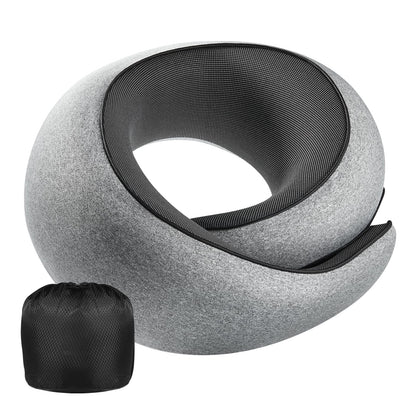 Neck Pillow Airplane,100% Pure Memory FoamTravel Neck Pillow Travel Neck Support Ergonomic &Portable Design Best for Sleeping Plane Car Train Office Flight (Small Grey)
